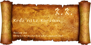 Kránitz Koridon névjegykártya